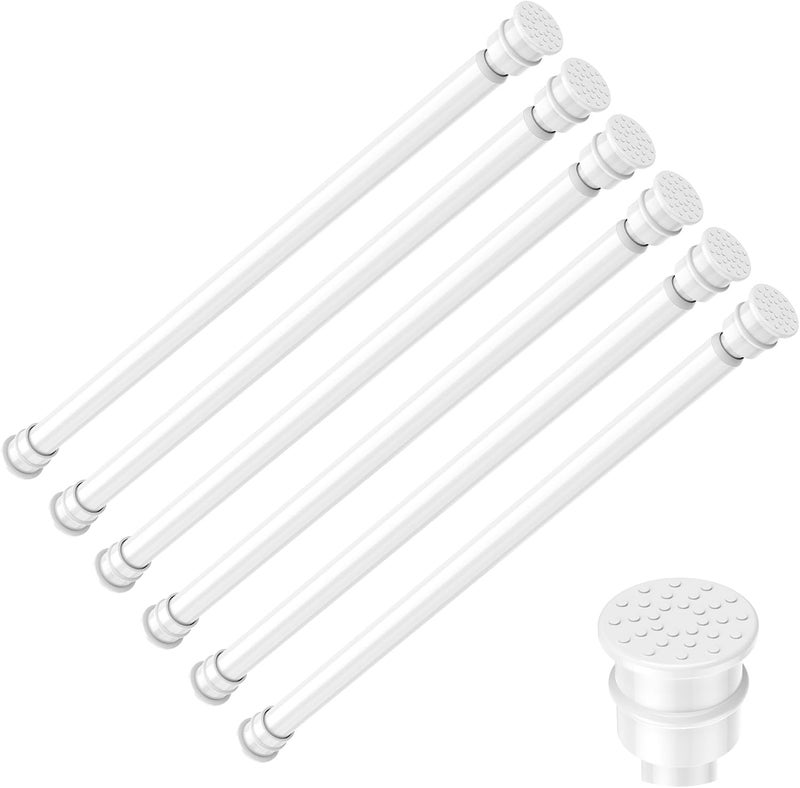 fvonzn Tension Curtain Rod 17 to 28 Inch Adjustable Tension Rods 6 Pack Expandable Spring Tension Rod White No Drilling for Closet Kitchen Cupboard Wardrobe Door Bookshelf DIY Projects - Image 1